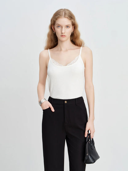 New Arrival:Elegant Stylish Fine Ribbed Slim-Fit Lace Trim Strapless Layering Top Base Layer Women