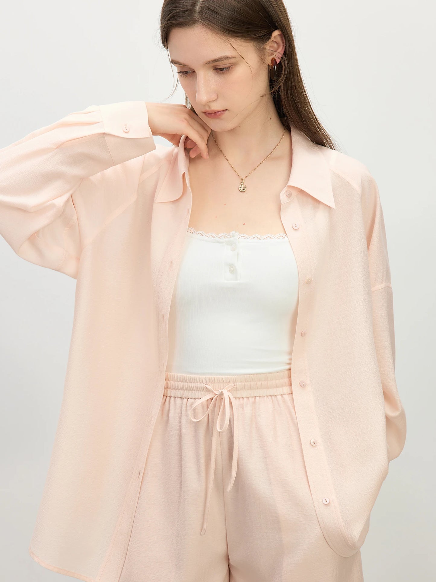 Three Color Acetate Silhouette Loose Physical Sun Protection Shirt For Women