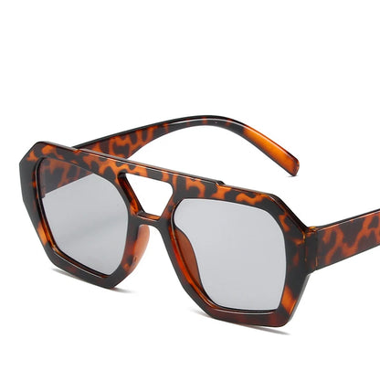 Women's Sunglasses Retro Double Bridges Leopard Brown Gradient Eyewear Fashion Luxury Designer Sun Glasses Men Shades