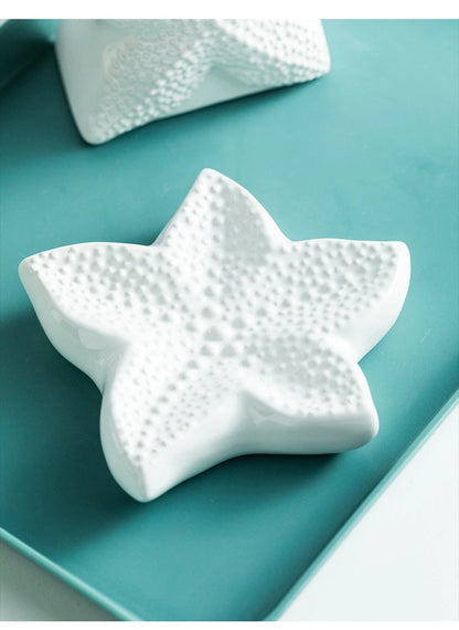 Porcelain Bathroom Set Bathroom  Ceramic Starfish Shell Soap Dispenser Gargle Cup Bathroom Accessories Shower Gel Divided Bottle Soap Dish