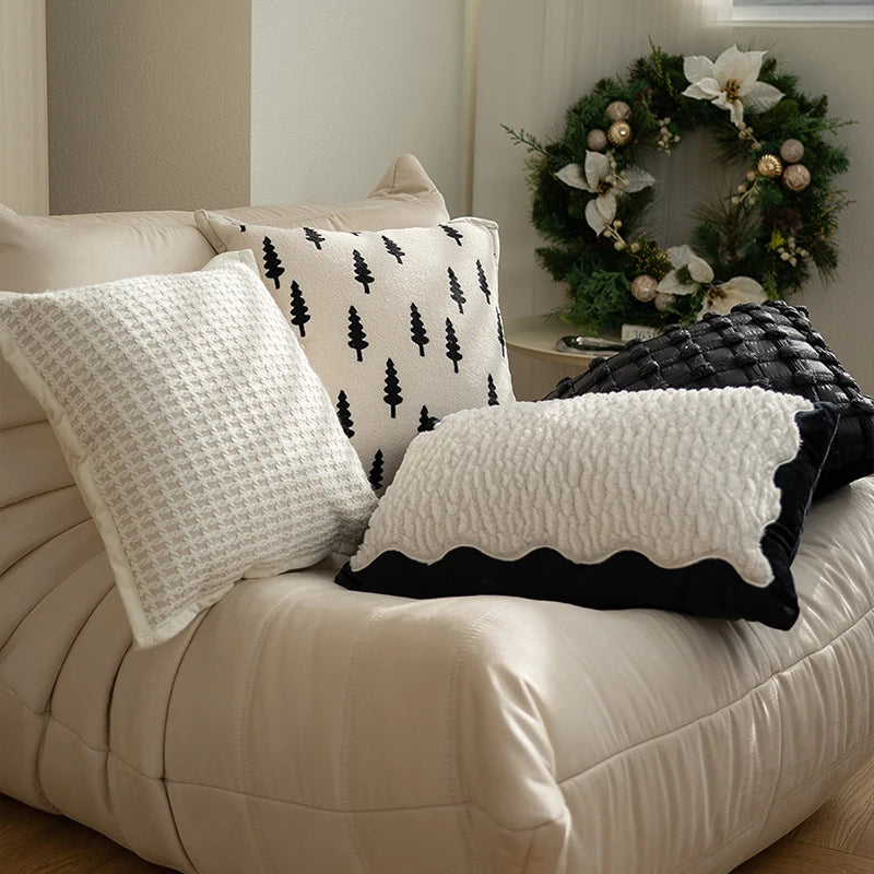 Modern Black and White Cushion Cover Light Luxury
