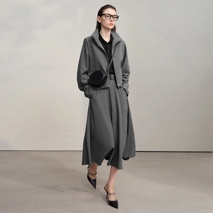 Women's Skirt New Minimalist Solid Color Elegance A-Line Midi Skirt Loose Versatile