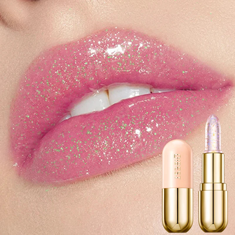 Glitter Lipstick Lip Balm Color Change Transparent Moisturizing Crystal