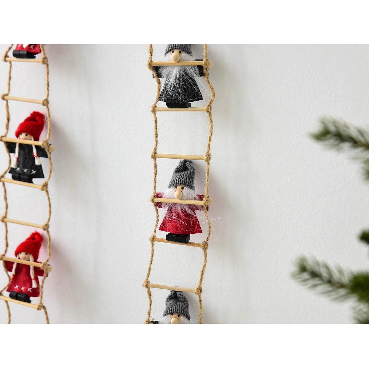 Christmas Wool Felt Figurine Old Man Climbing Ladder Decoration Pendant for Christmas Tree