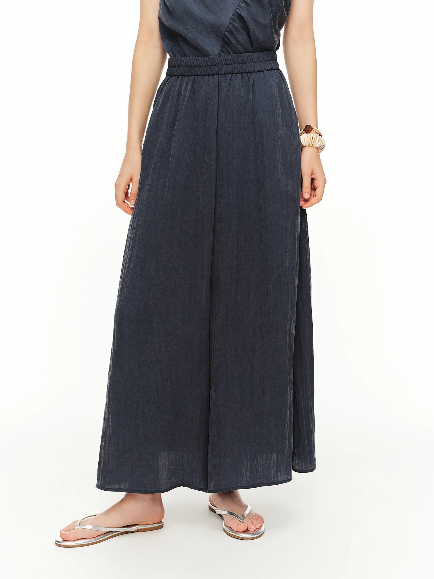 Women Shirred Camisole Trousers Two Piece Set Drawstring Relaxed Fit Lounge Co-ord Beach Casual Vacation Style