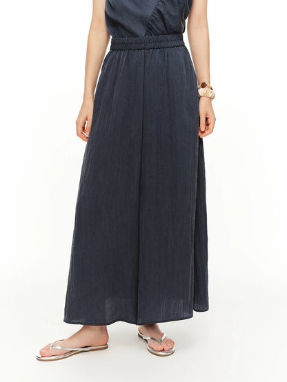 Women Shirred Camisole Trousers Two Piece Set Drawstring Relaxed Fit Lounge Co-ord Beach Casual Vacation Style
