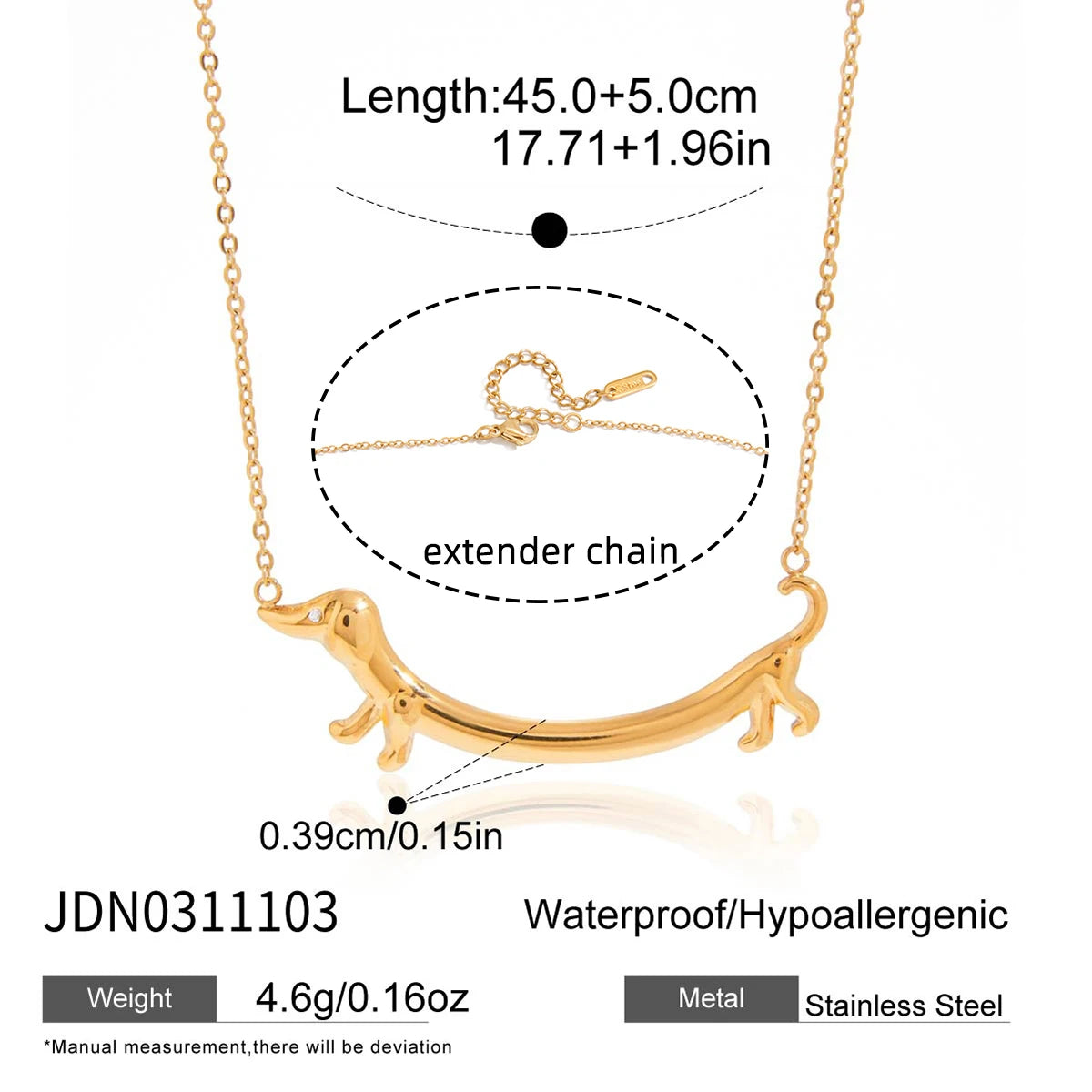 Classic Elegant Cat Pendant Necklace For Women 18K Gold Plated Stainless Steel Waterproof