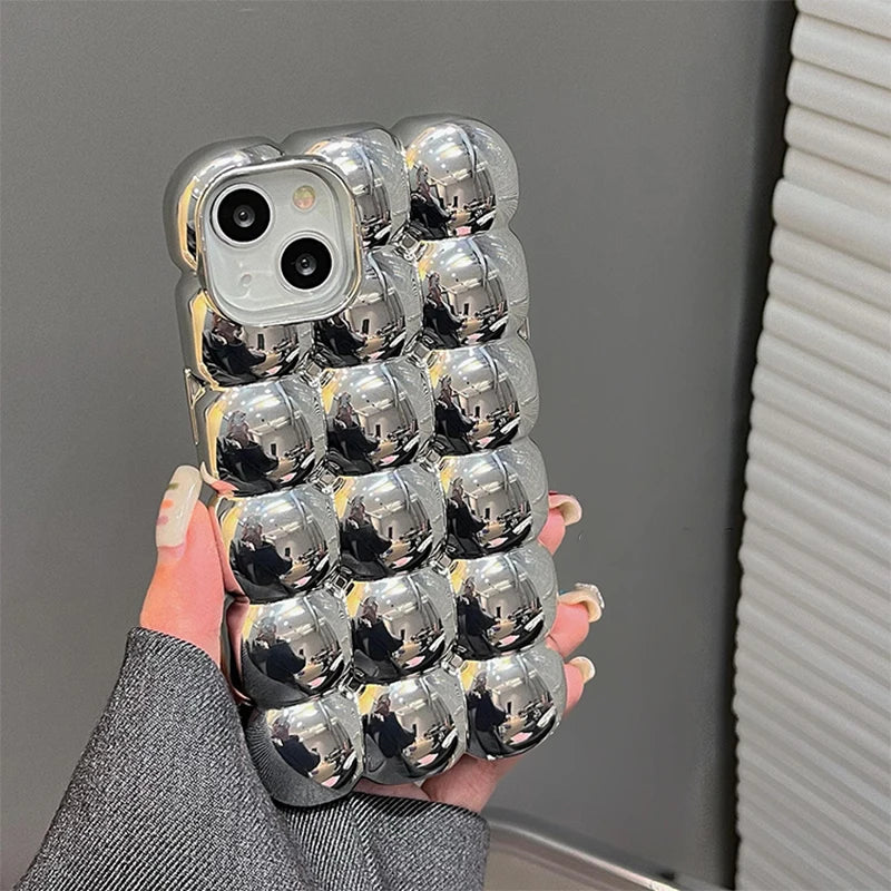 Cute Stylish Bread Chocolate Block 3D Phone Case For iPhone 14 13 12 15 16 Pro Max 11 Glossy Protective Cover