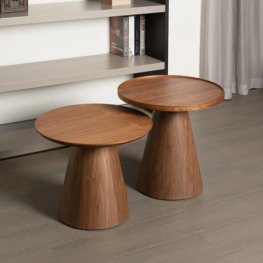 Solid Wood Round Table Vintage Coffee Table Sofa Side Table for Home Living Room Decoration