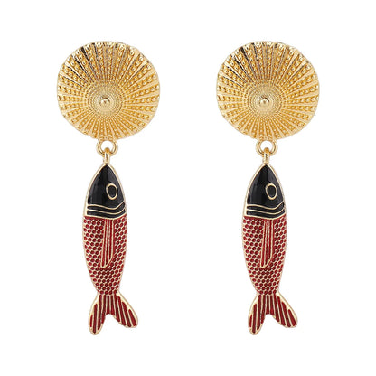 Fish Pendant Earrings  Luxury Style