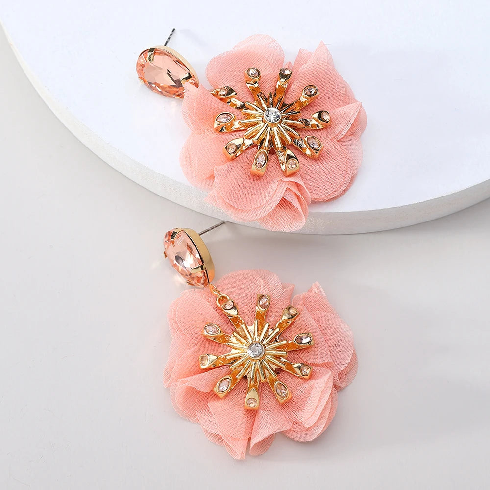 Style Handmade Cotton Lace Flower Earrings For Women Elegant Luxury Jewelry