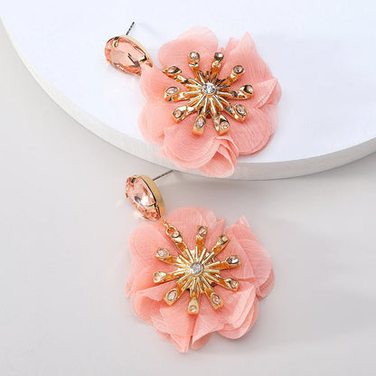 Style Handmade Cotton Lace Flower Earrings For Women Elegant Luxury Jewelry