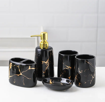 Ceramic Toiletries Bathroom Set Marble Porcelain