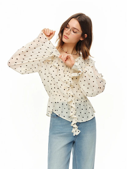 Casual Summer French Ruffle 3Pcs Suit V Neck Flare Sleeve Loose Top High Waist Short Skirt