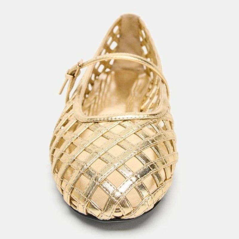 Ballet Flats Women Gold Hollow Women Sandals