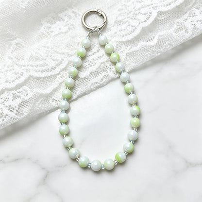 Anti-lost Beaded Phone Lanyard Aesthetic Iridescent Acrylic Beads Wrist Strap Phone Chain Durable Keychain Bag Charm for Women