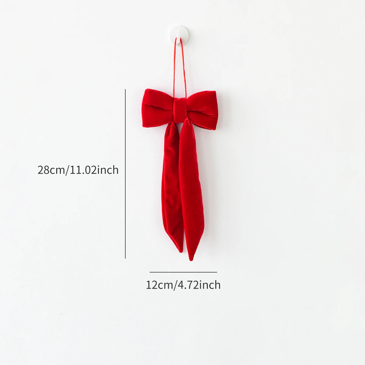 Christmas long velvet bow ornament for Christmas decoration Elegant bow design for tree and home decoration