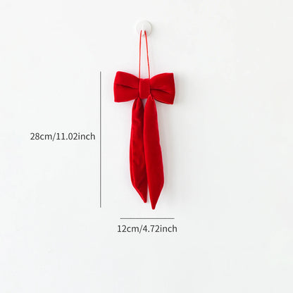 Christmas long velvet bow ornament for Christmas decoration Elegant bow design for tree and home decoration