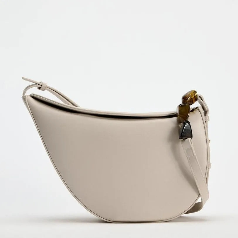 Fashion Beading Women Shoulder Bag Half Moon Handbags