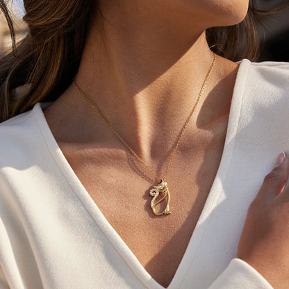 Classic Elegant Cat Pendant Necklace For Women 18K Gold Plated Stainless Steel Waterproof