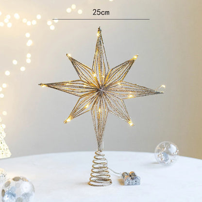 Christmas Tree Toppers Star With LED String Lights Ornaments For Christmas