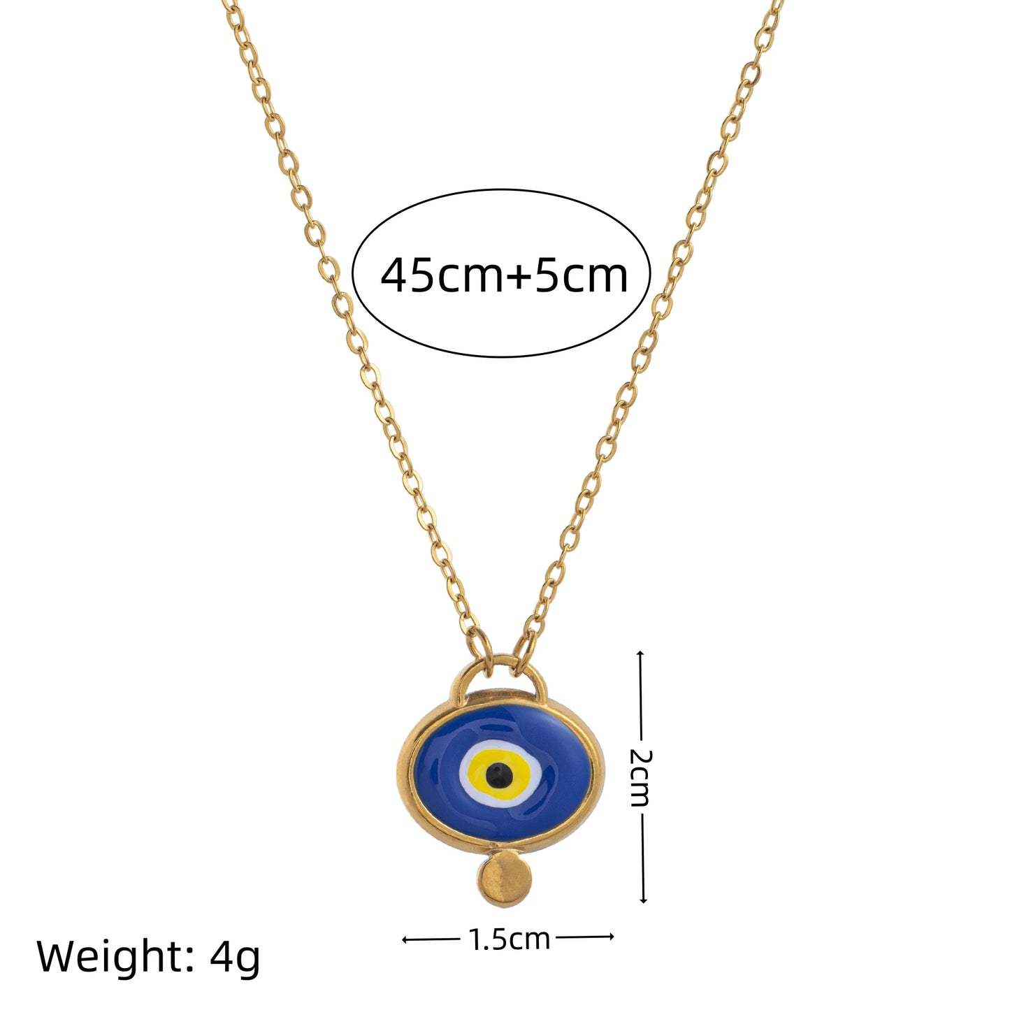 Stainless steel eyeball pendant necklace colorful, sweet,gold-plated