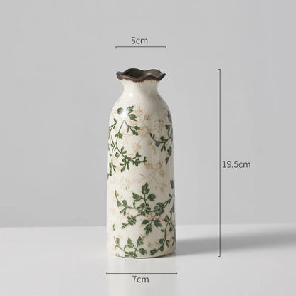 Ceramic Vase For Home Decoration Living Room Decor  Hydroponic Flower Arrangement Pastoral Style Green Vase Flower Pot For Plant