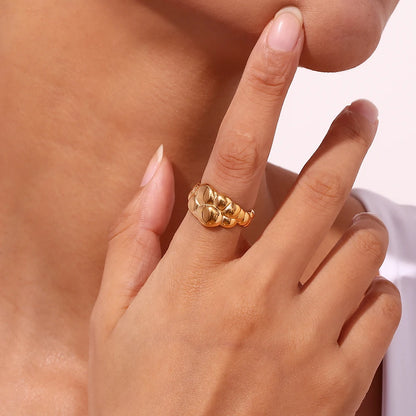 Fashion Smooth Geometric Cloud Water Drop Ring 18K Gold Plated Decoration 316L Stainless Steel Women Jewelry