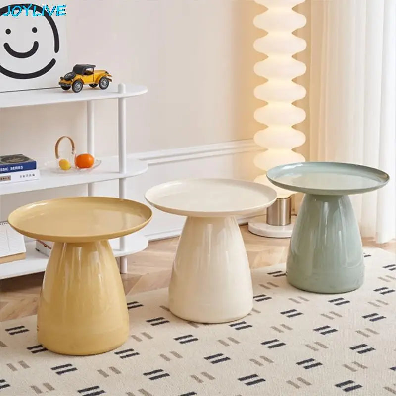 Round Table Plastic Coffee Table Sofa Side Table Simple PET Coffee Table for Home Use Living Room Decoration