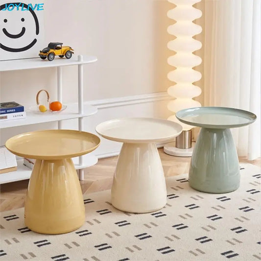 Round Table Plastic Coffee Table Sofa Side Table Simple PET Coffee Table for Home Use Living Room Decoration