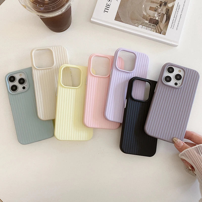 Candy Color Fashion Stripe Soft Silicone Case For iPhone 16 15 14 13 12 11 Pro Max 16 Plus