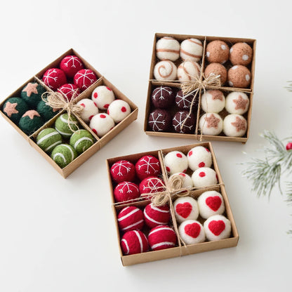1 Box/16pcs Christmas Wool Balls Hanging Decorations Christmas