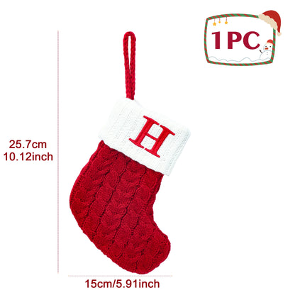 Christmas Socks Knitting Snowflake Letter Stocking Christmas Decoration 2025 For Home