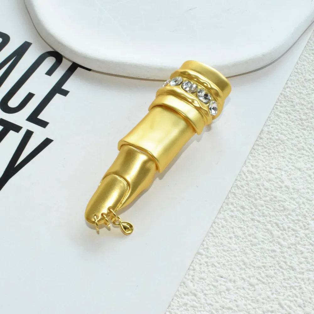 Exaggerated Personality Metal Golden Plated Lips Shaped Adjustable Ring For Women