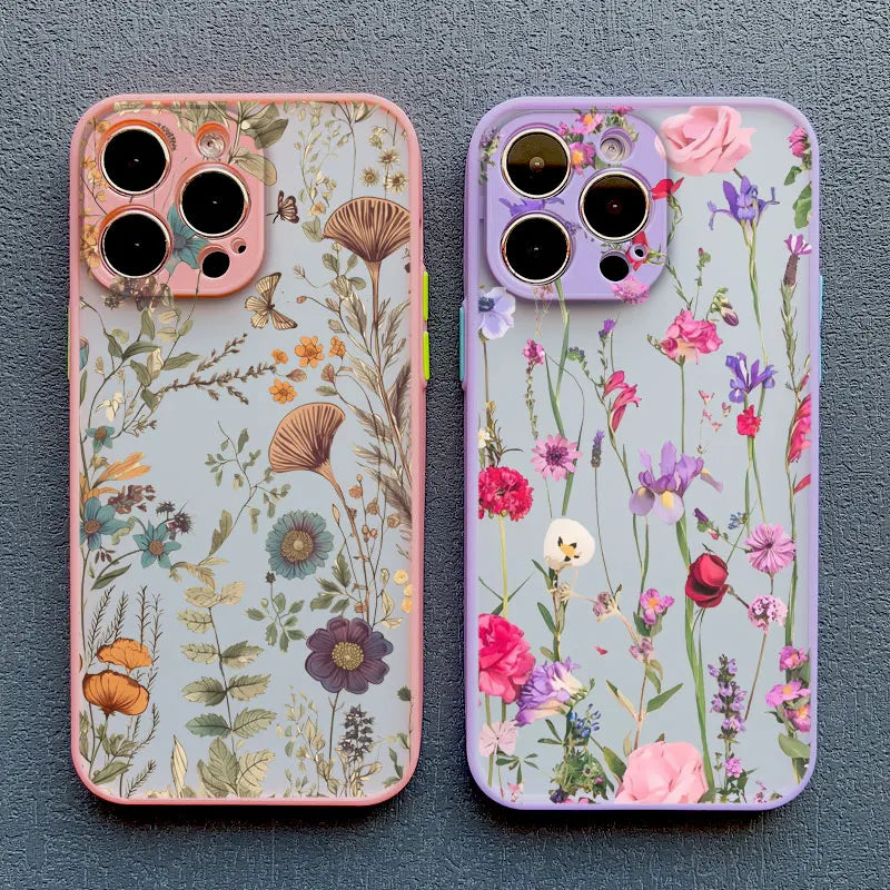 Elegant Pink Purple Flower Phone Case For iPhone 16 17 15 14 13 12 11 Pro Max Covers Mini  7 8 Plus XS X XR