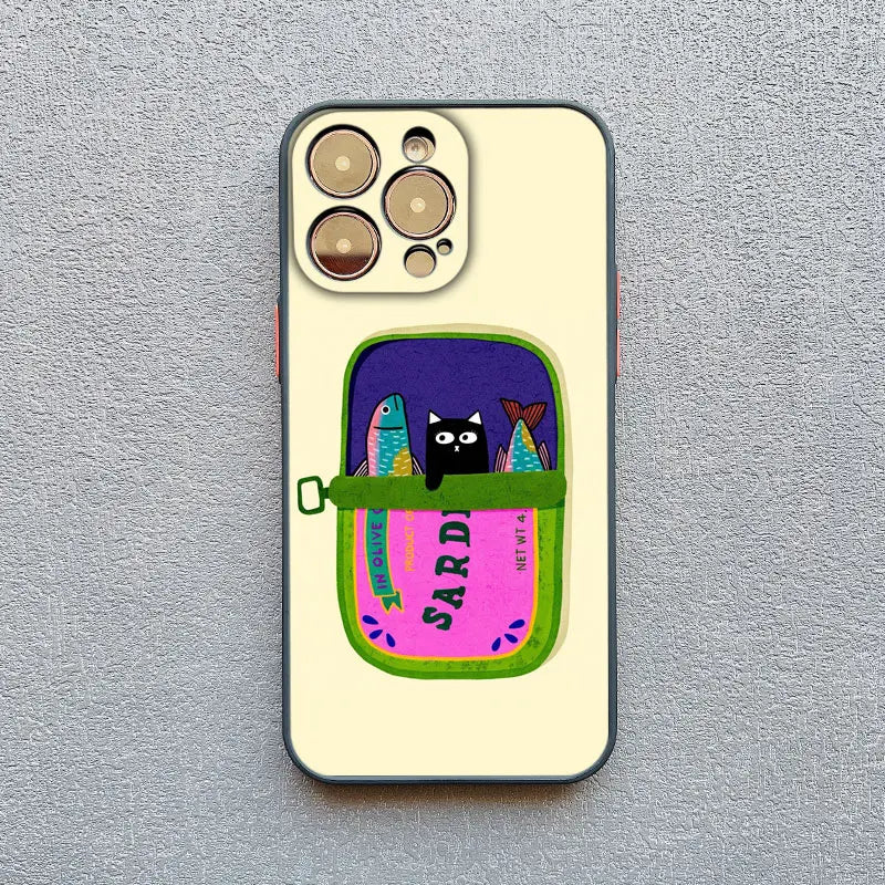 Fish Funny Sardines Phone Case For iPhone 17 14 13 12 Mini 11 Pro Max 16 15 Pro Max Plus XR XS X Matte Shockproof Back Cover