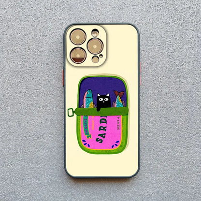 Fish Funny Sardines Phone Case For iPhone 17 14 13 12 Mini 11 Pro Max 16 15 Pro Max Plus XR XS X Matte Shockproof Back Cover