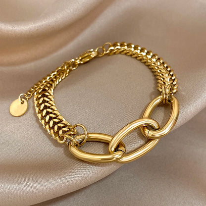 Bracelet for Women Fashion Punk Golden Thick Bracelets Simple Wrist Jewelry