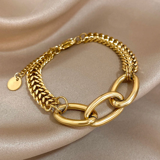 Bracelet for Women Fashion Punk Golden Thick Bracelets Simple Wrist Jewelry