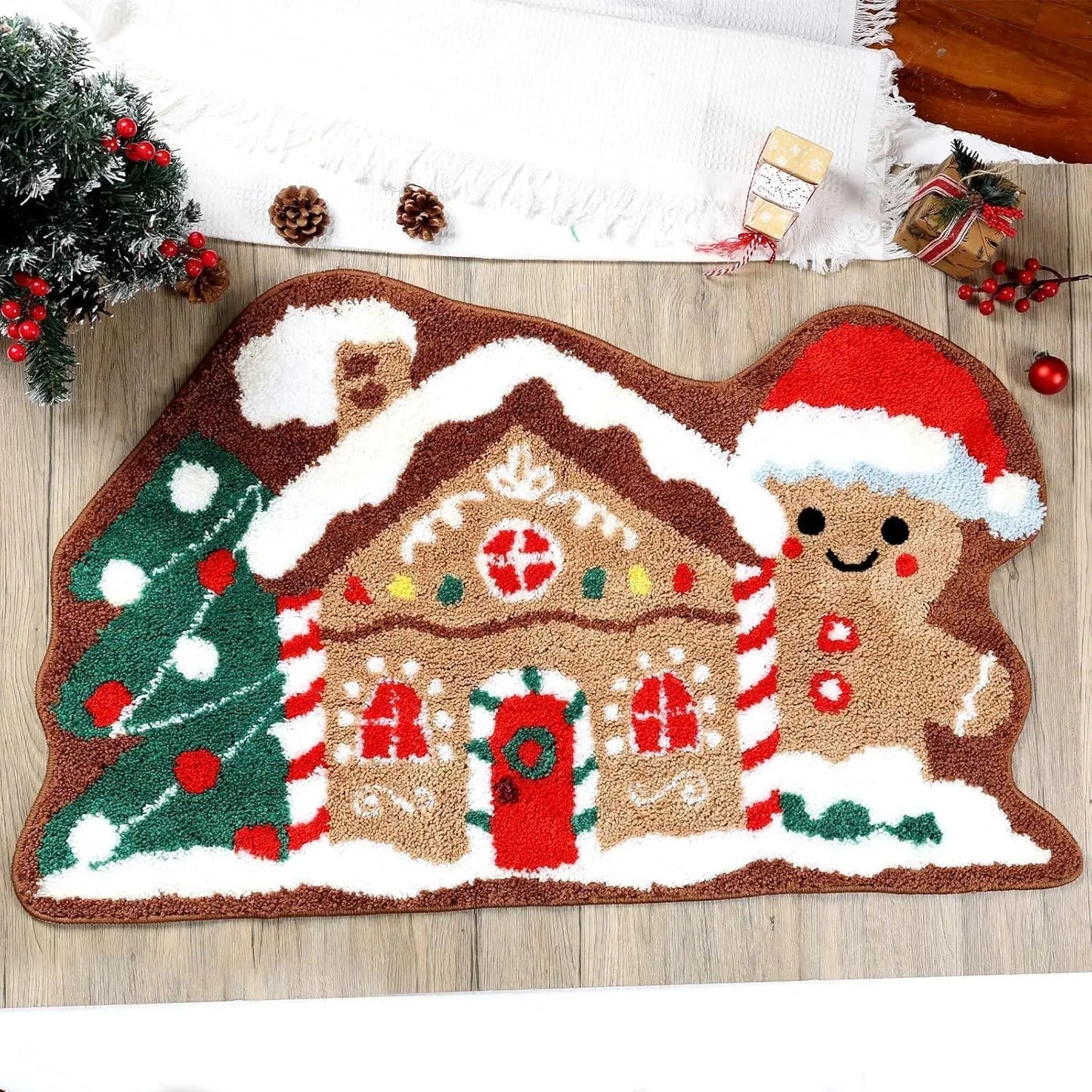 Christmas Gingerbread House Rug Soft