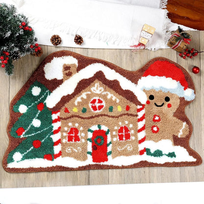 Christmas Gingerbread House Rug Soft