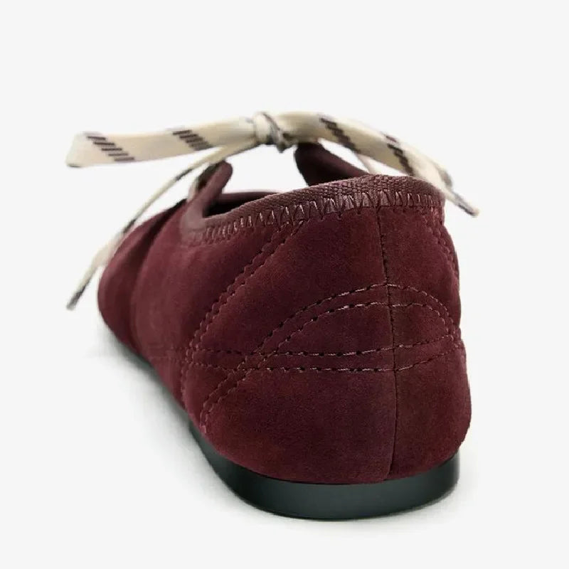 Ballet Flats Lace Up Round Toe Shoes Women Shallow Comfy Casual & Soft