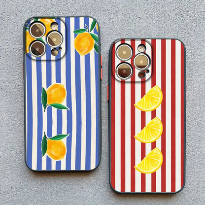 Fresh Summer Fruit Lemon Cherry Phone Case For iPhone 17 13 12 Mini 11 Pro Max Cases 16 15 14 Pro Max Plus XR XS X Back Cover