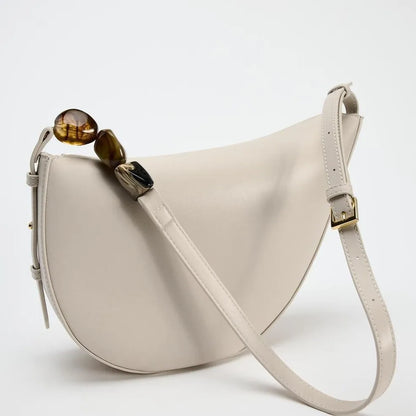 Fashion Beading Women Shoulder Bag Half Moon Handbags