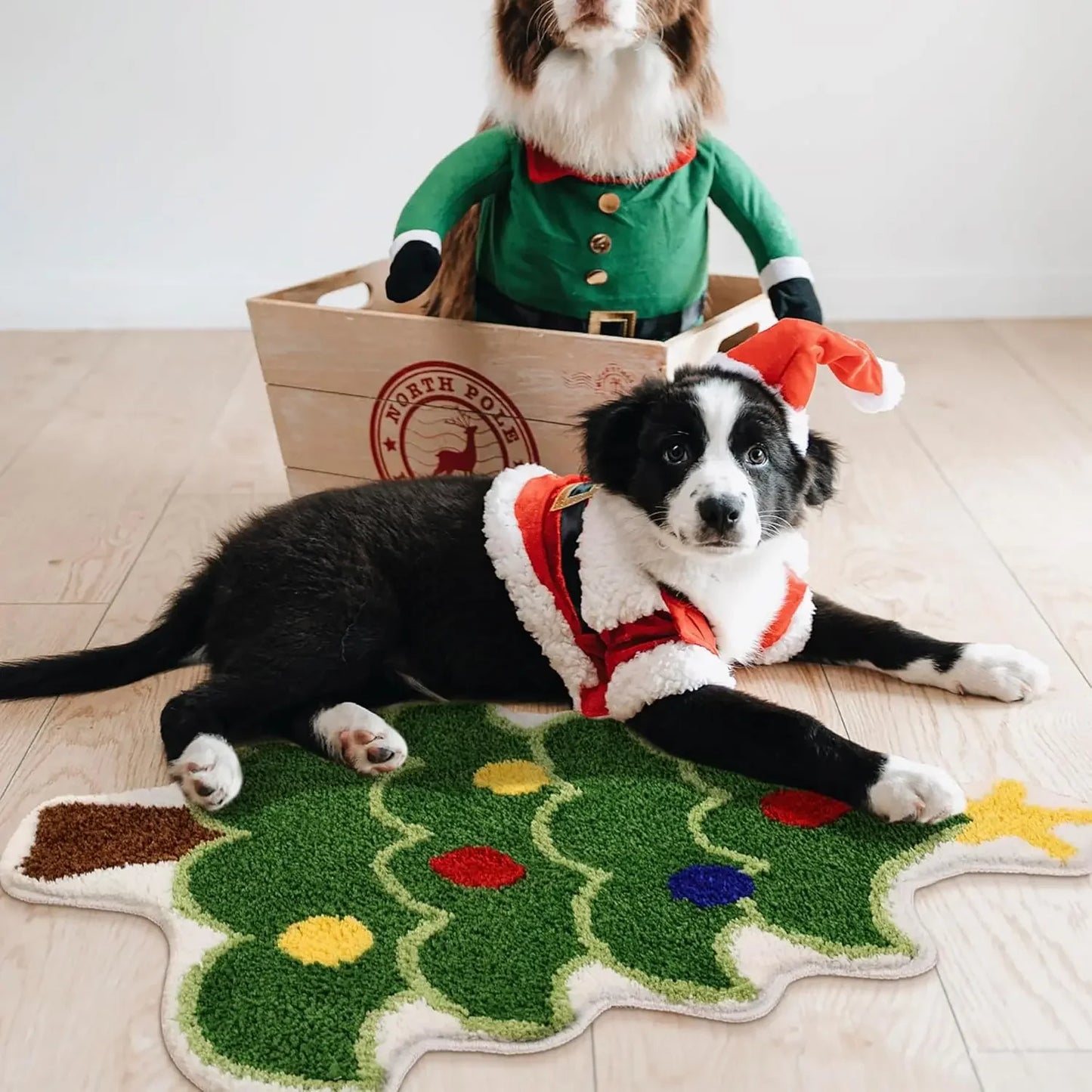 Cartoon Christmas Tree Wool-like Carpet Soft Rugs