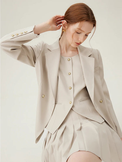 Women Blazer Temperament Suit Jacket for Office Lady Sets Formal Female Blazer Vest Skirt