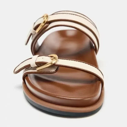 Denim Metal Belt Buckle slippers Women Fashion Shoes Designer Platform