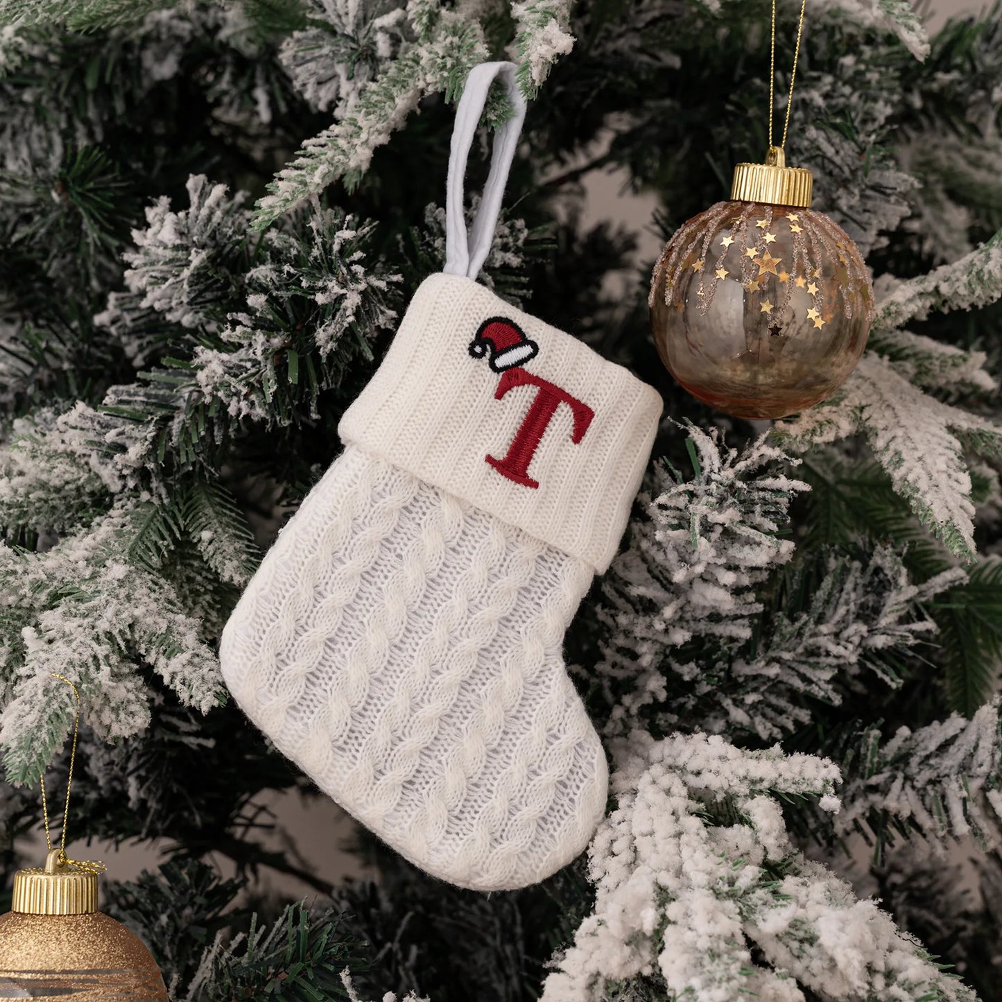 1PC A-Z Letter Hanging Christmas Stockings Knitted Socks Christmas Tree Hanging