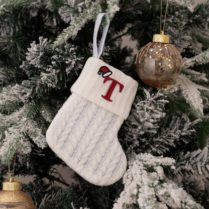 1PC A-Z Letter Hanging Christmas Stockings Knitted Socks Christmas Tree Hanging