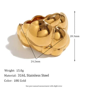 Fashion Smooth Geometric Cloud Water Drop Ring 18K Gold Plated Decoration 316L Stainless Steel Women Jewelry